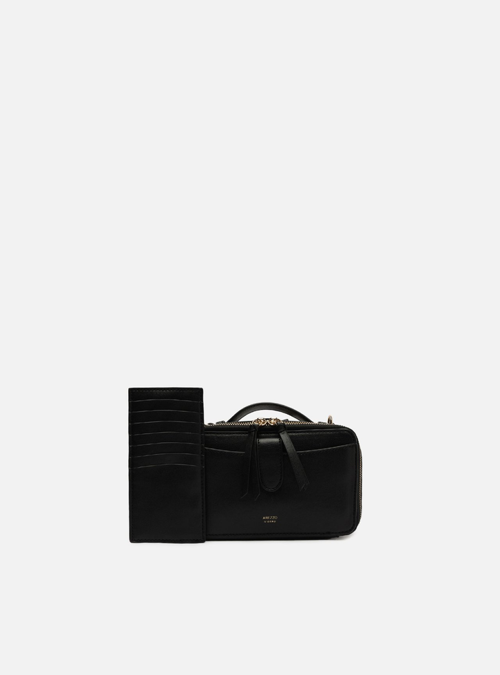 Bolsa Tiracolo Preta Arezzo Pequena Bolso Duplo | ZZ MALL