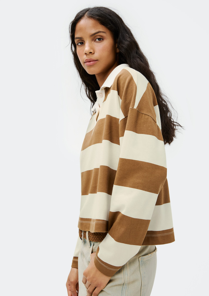 Blusa Polo Marrom Hering Feminina Manga Longa Box Listrada