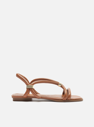 Sandália Rasteira Marrom Arezzo Tiras Maxi