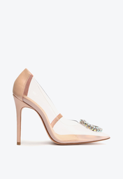Sapato Scarpin Rosa Claro E Transparente Schutz Salto Alto Fino