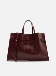Bolsa Tote Bordô Couro Grande Tira Metal | ZZ MALL