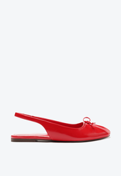 Sapatilha Vermelha Anacapri Slingback Laço Biqueira Verniz