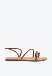 Sandália Marrom E Multicolor Anacapri Tiras Delicada Pedrarias