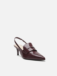 Scarpin Vinho Arezzo Verniz Salto Baixo Sling Back
