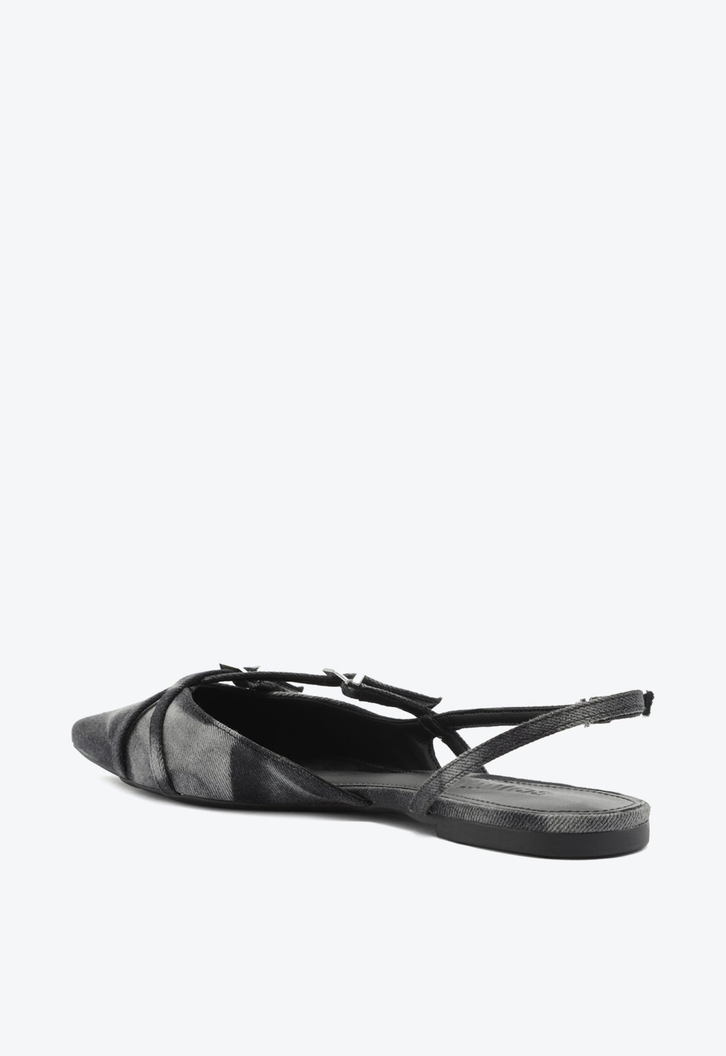 Sapato Mule Slingback Jeans Preto