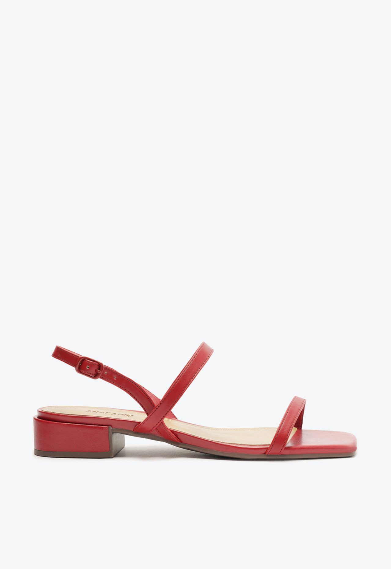 Sandália Vermelha Anacapri Tradicional Tiras Lisa Salto