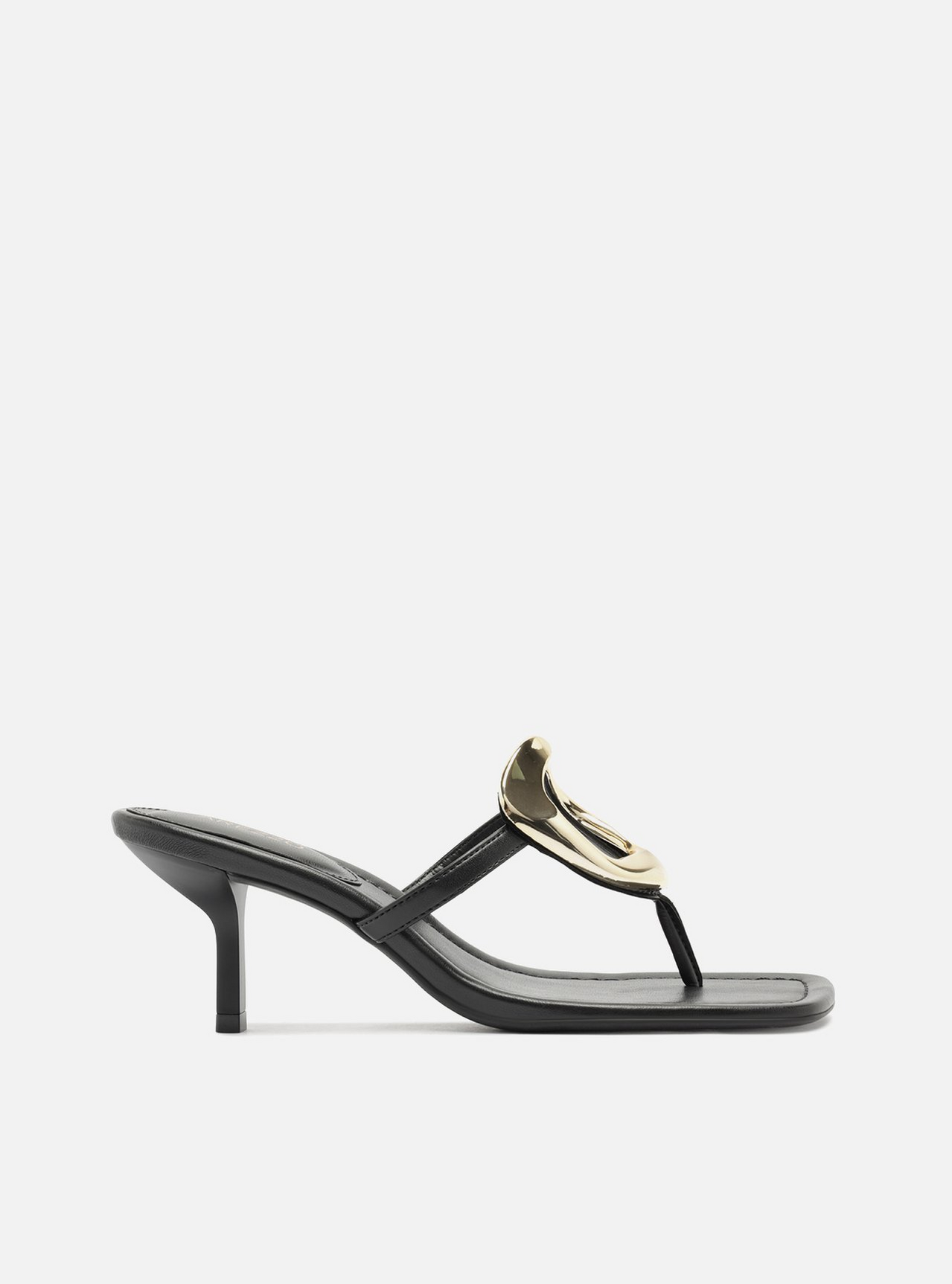 Tamanco Preto Salto Kitten Metal Orgânico | ZZ MALL