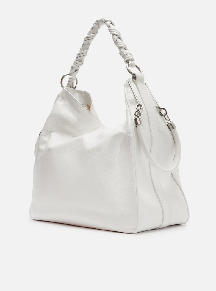 Bolsa Hobo Branca Couro Grande Alça Torcidos