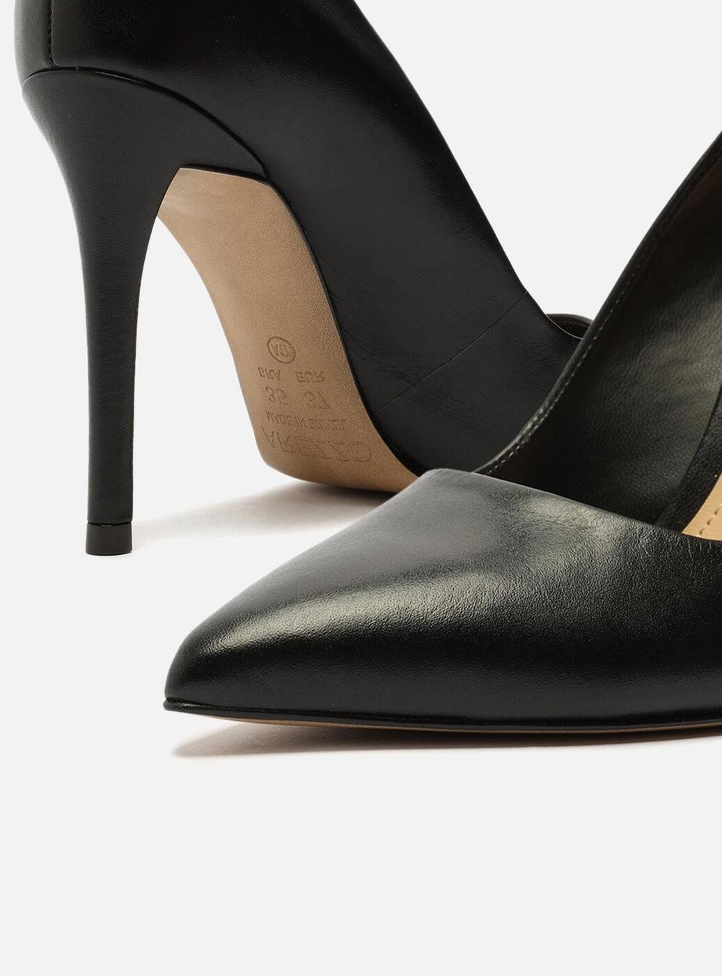 Scarpin Preto Arezzo Couro Salto Alto Fino Bico Fino | ZZ MALL