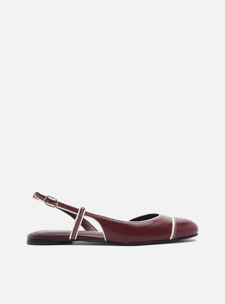 Sapatilha Vermelha Bico Redondo Fivela Slingback