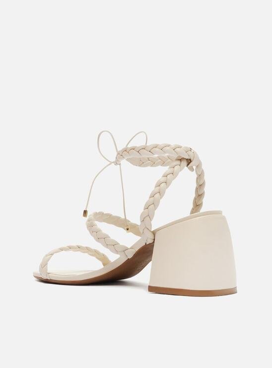 SANDÁLIA OFF-WHITE AREZZO SALTO MÉDIO BLOCO TRANÇADA
