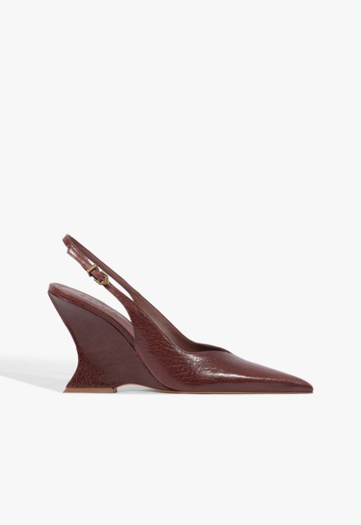 Scarpin Schutz Slingback Siena Couro Marrom