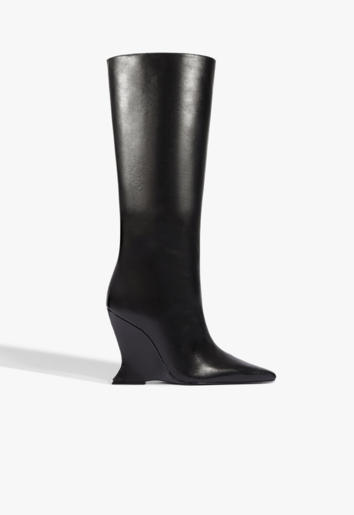 Bota Siena Cano Longo Couro Preta