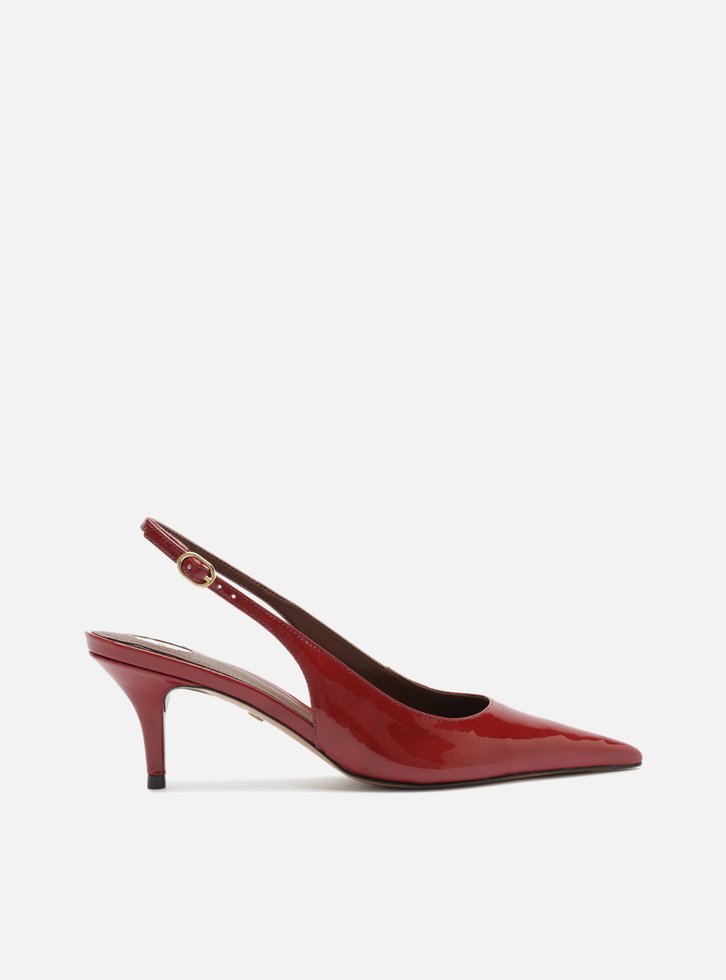 Scarpin Vermelho Salto Fino Slingback