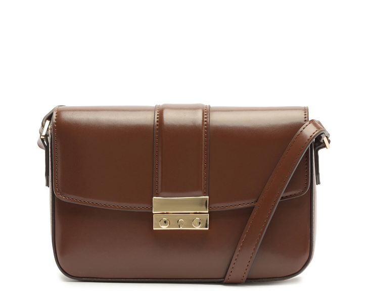 Bolsa Tiracolo Fechamento Metal Marrom
