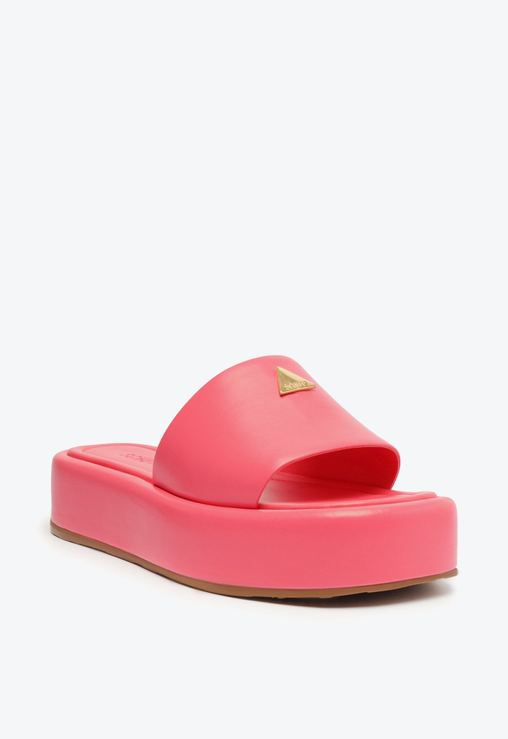 Sandália Plataforma Couro Rosa
