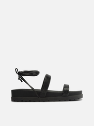 Sandália Preta Strass Flatform Luna Amarração