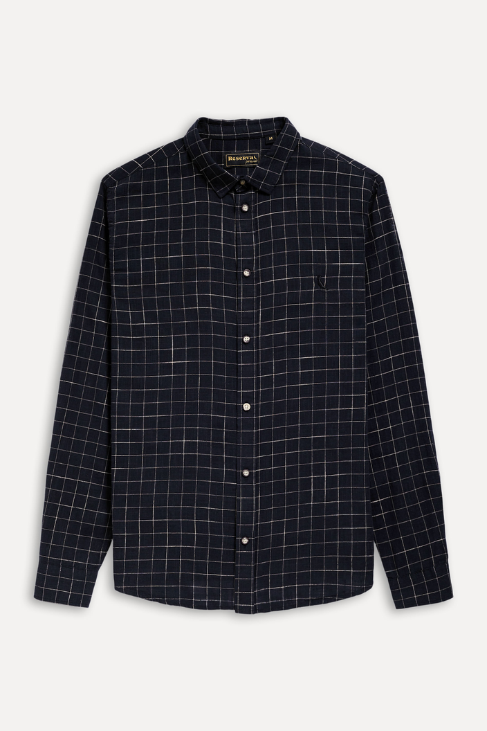 Camisa Preta Reserva Ml Xadrez Camp