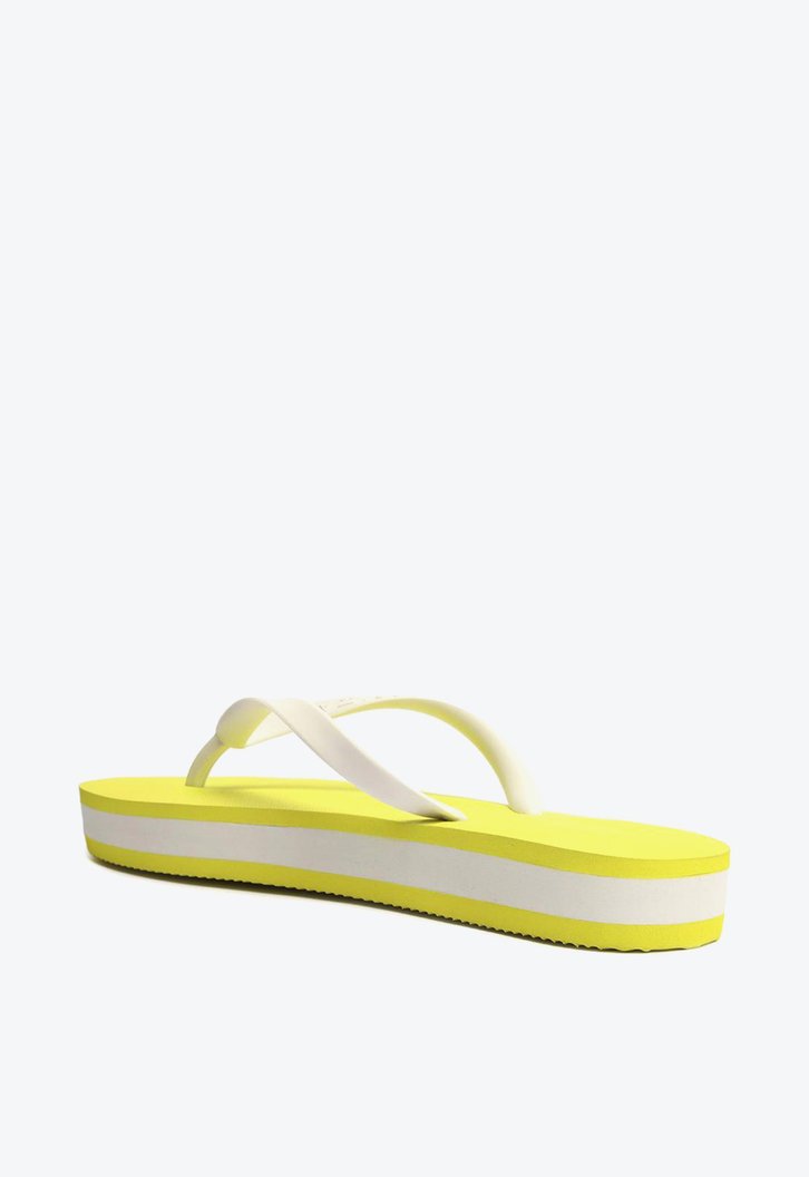 Chinelo Plataforma Amarelo Neon E Branco Brizza