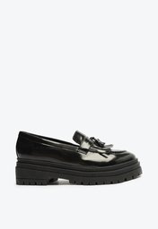 Mocassim Preto Anacapri Tratorado Franjas