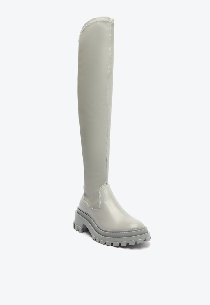 Bota Over the Knee Tratorada Kendy Up Cinza