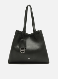 Bolsa Shopping Preta Arezzo Couro Grande Bag Charm