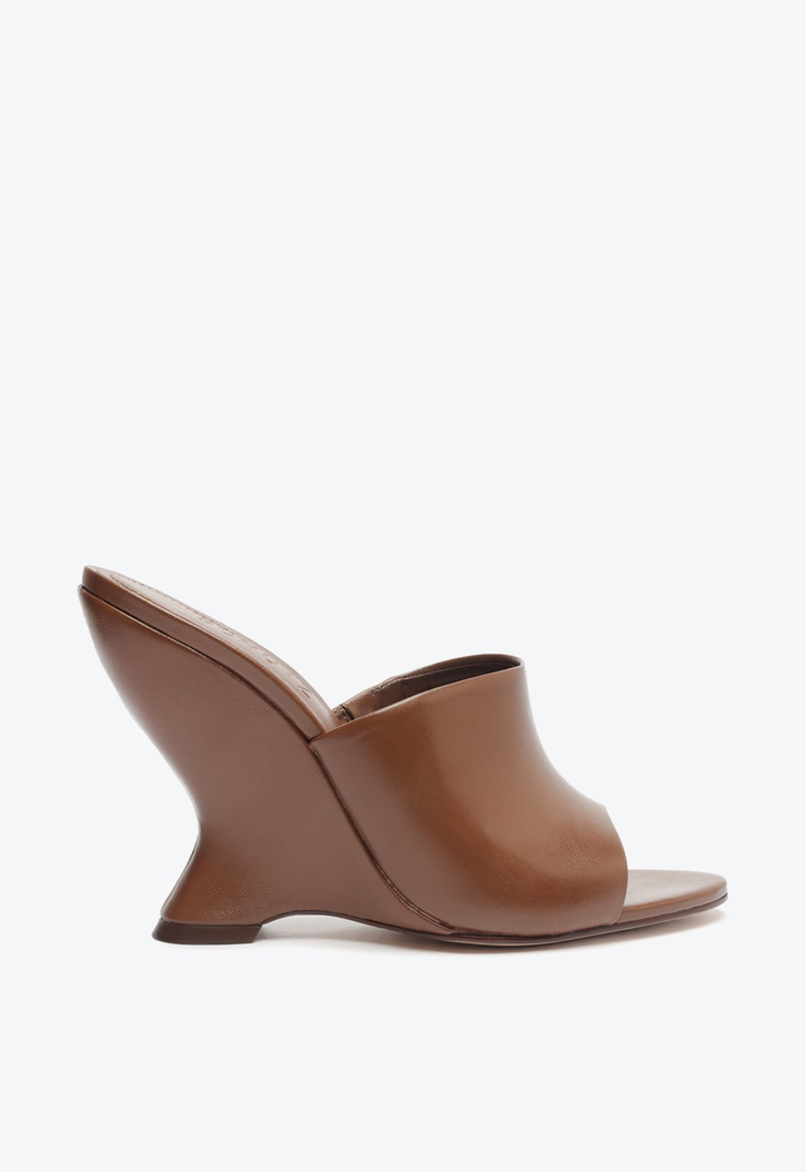Sandália Mule Couro Marrom Escuro