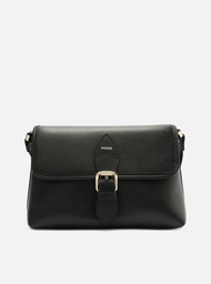 Bolsa Tiracolo Preta Arezzo Couro Pequena Fivela