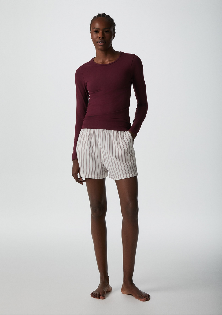 Shorts Vermelho Hering Intimates Feminino Listrado Cintura Alta