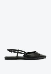 Sapatilha Slingback Ponta Preta Verniz Anzelli Preta