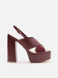 Sandália Meia Pata Vermelha Arezzo Couro Slingback
