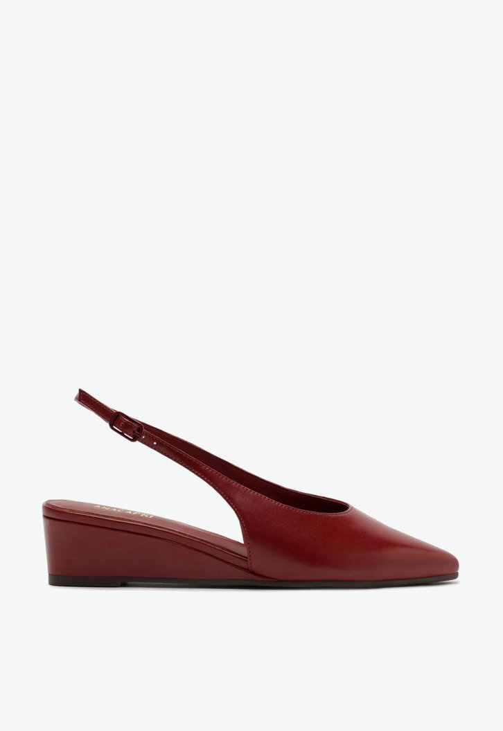 Scarpin Slingback Anabela Bico Fico Vermelho