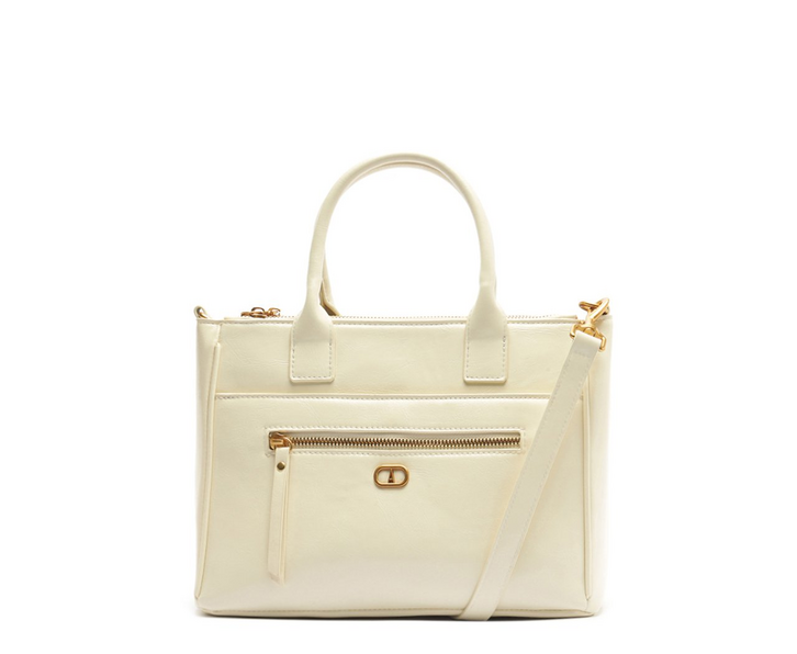 Bolsa Tote Média Bolso Frontal Detalhe Branca | ZZ MALL