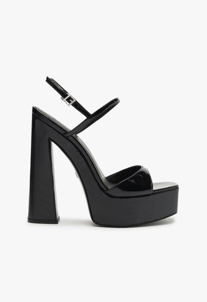 Sandália New Wedge Verniz Preta