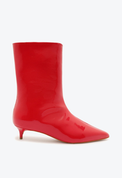 Bota Vermelha Schutz Cano Médio Salto Kitten Couro Prime