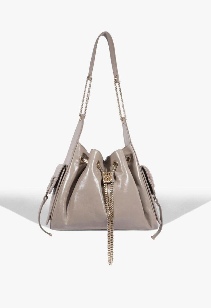 Bolsa Shoulder Lilibet Média Couro Bege