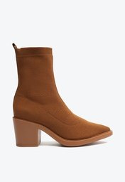 Bota Western Marrom Arezzo Knit Cano Médio