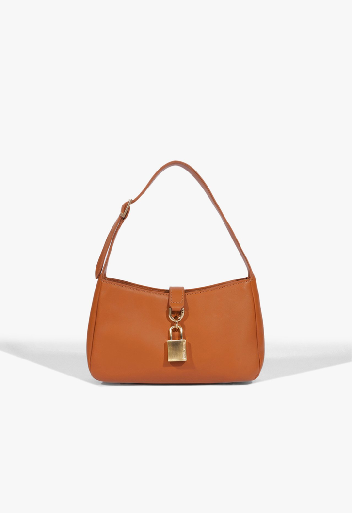 Bolsa Marrom Schutz Shoulder Couro Cadeado | ZZ MALL