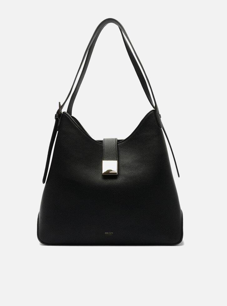 Bolsa Hobo Preta Grande Metal