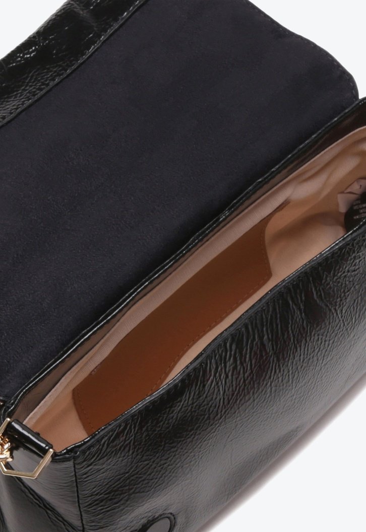 Bolsa Tiracolo Preta Arezzo Couro Detalhe Média