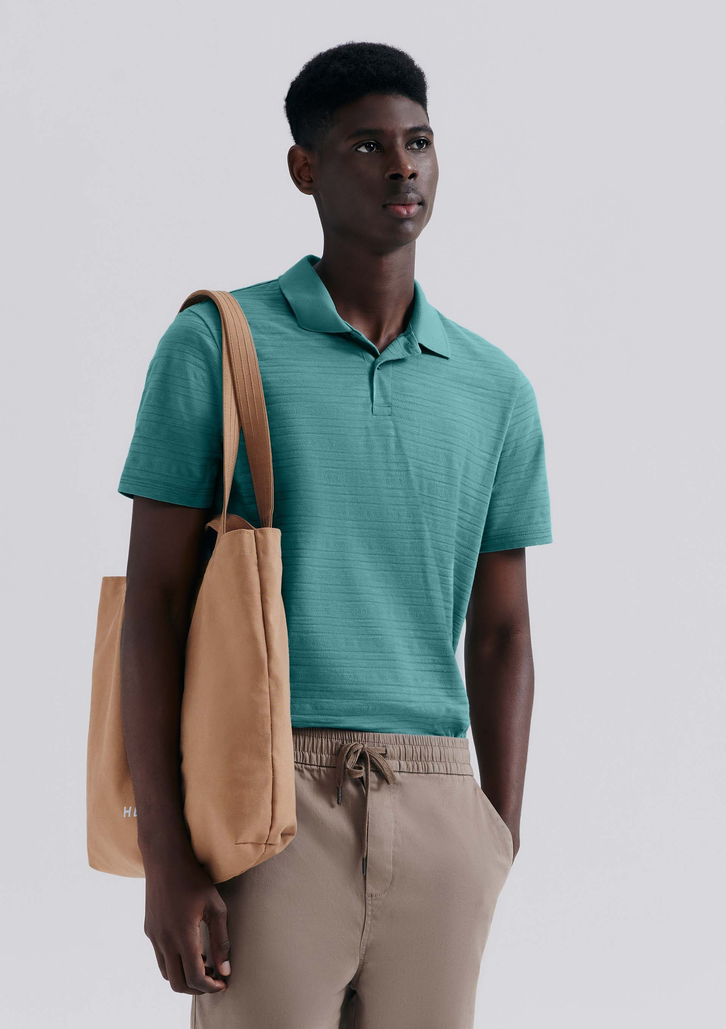 Camisa Polo Masculina Verde Hering Manga Curta Texturizada
