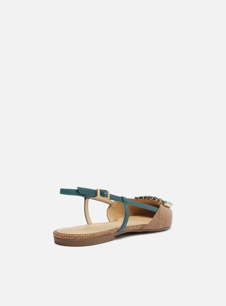 Sapatilha Marrom Arezzo Tramada Bico Fino Slingback Pedraria