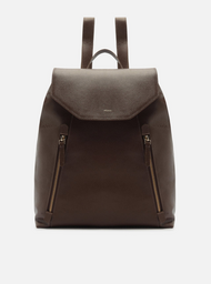 Mochila Marrom Couro Grande Bolsos