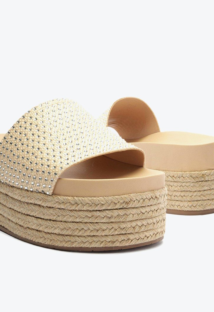 Sandália Flatform Bege Arezzo Natural Palha
