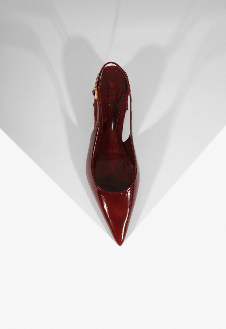 Scarpin Slingback Rhonda Mid Couro Vermelho