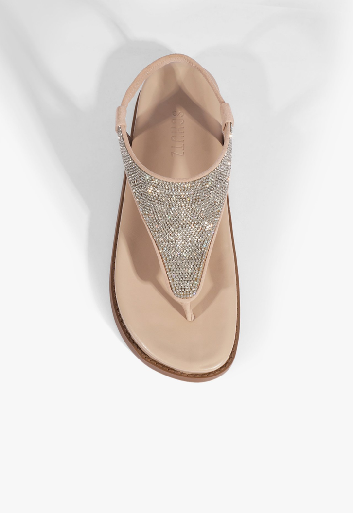 Sandália Papete Strass Nobuck Rosa