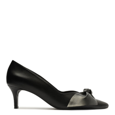 SCARPIN PRETO AREZZO COURO SALTO FINO LAÇO MAXI
