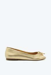 Sapatilha Dourada Anacapri Peep Toe Laço