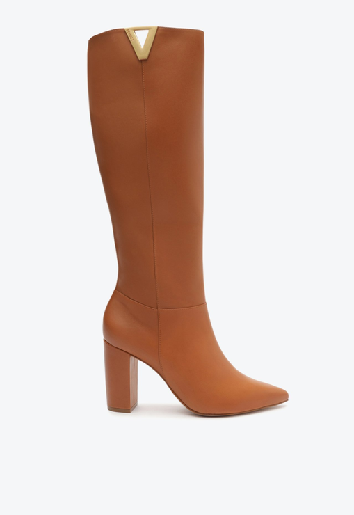 Bota Cano Longo Annika Couro Marrom