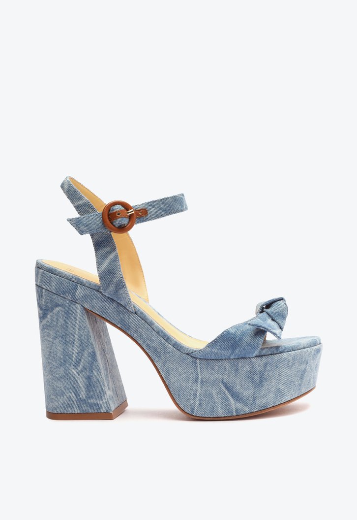 Clarita Platform Flare Fabric Acid Denim Washed